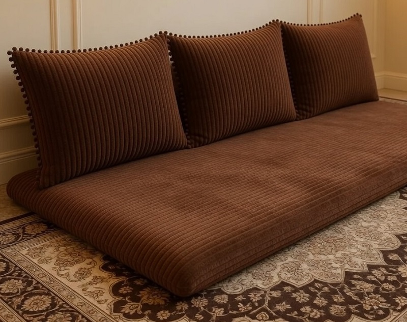 ست تشک و تکیه گاه مهمان رنگ قهوه ای شکلاتی